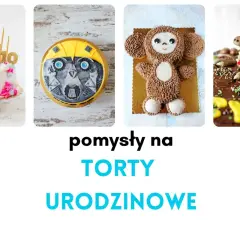 Uroczy tort urodzinowy dla dziewczynki z jednorożcem i cyfrą 10. Obok tort z robotem, miś i tort z dinozaurem.