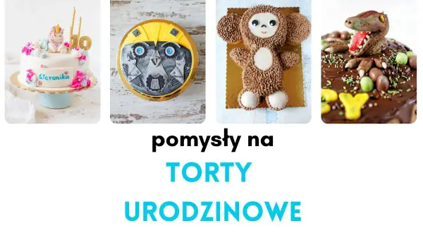 Uroczy tort urodzinowy dla dziewczynki z jednorożcem i cyfrą 10. Obok tort z robotem, miś i tort z dinozaurem.